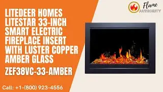 Litedeer Homes LiteStar 33-inch Smart Electric Fireplace Insert with Luster Copper Amber Glass