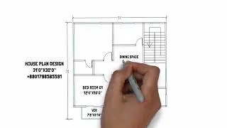 2 bed room design 31x32 House Design plan Floor plan