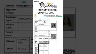 CSIR NET Result Dec 2024 | CSIR NET Topper Marks #csirnet #result #topper #lifescience #jrf #shorts