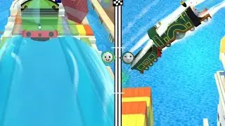 Go Go Thomas/Percy the Small Green Engine vs. Emily the Dark Green Engine SUPER STAR RACE