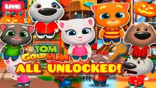 Talking Tom Gold Run LIVE: All Characters Unlocked! 🏃&zwj;♂️💎 (100% Complete)