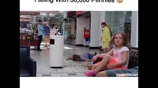 Guy falling with 30,000 pennies | Timed perfection