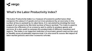 Labor Productivity Index Explained