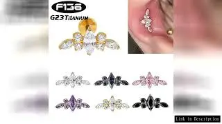 1PC G23 Titanium Piercing Labret Internal Thread Ear Studs Zircon Horse's Eye Flower Helix Cartilage