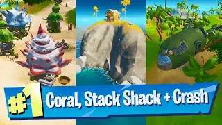 Visit Coral Cove, Stack Shack and Crash Site without swimming in a single match - Fortnite