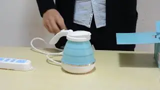Travel Foldable Electric Kettle with Travel Adapter- Portable Silicone Collapsible Camping Kettle