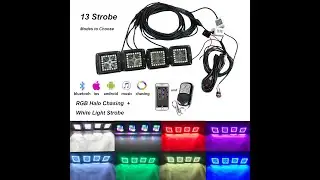 4pcs RGB Chasing Led work Light Pods 3inch with Strobe Memory Function Cube Halo Ring LED Pods