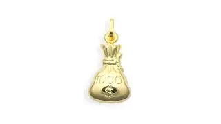 Geldsack Anh&auml;nger beidseitig 3D 14 Karat Gold 585 (Art.211024)