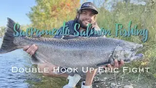 Sacramento King Salmon Bank Fishing // Epic Double Hook Up // 2 Salmon Landed