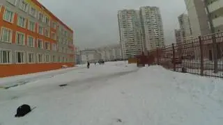 Riding by EUC Kingsong KS-16 at snowland 2016-11-15