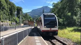 Zentralbahn FINK 150101-1 + 161014 arriving at Hasliberg-Br&uuml;nig.