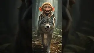 cute monkey walking on the street 😍#ai #viral #قصص #shorts
