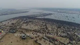 Aerial view of the world's largest religious gathering | Ardh Kumbh 2019