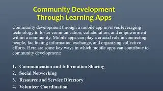 Slide about Smartphones Apps for community engagement and development