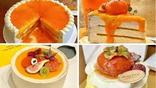 Satisfying Relaxing Video|🍊🍑🍰🎂Persimmon Cake Recipe|Asmr|Tiktok