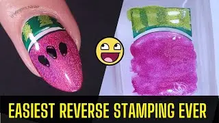 Watermelon nail art | Easiest reverse stamping ever! 😮