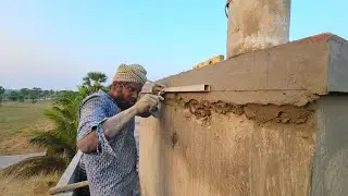 Elevation Border Plastering_Brick WaterTank Wall Border Design Plastering With CementMix|Wall Border