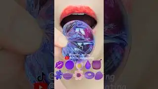 ASMR PURPLE EMOJI FOOD water kohakuto sprinkle honey jelly noodles mukbang eating sounds