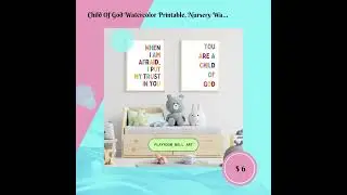 Child Of God Watercolor Printable, Nursery Wall Art, Bible Verse Decor, New Baby Gift, Baby Showe...
