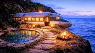 I Built a Cozy Cliffside Home from a Crashed Plane &mdash; Real Build Process (No Talking)