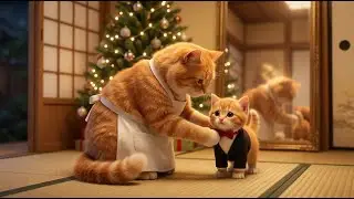 Mama Cat Secretly Prepares a Christmas Suit for Ginger Kitten 🎄🎁