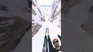 Amazing Ski Drop threading the needle between mountains #skiadventure