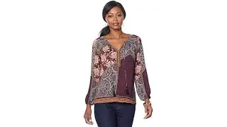 Daniel Rainn Smocked Neck Long Sleeve Blouse