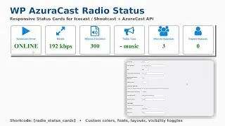 WP AzuraCast Radio Status Plugin Demo #WordPress #Azuracast (Icecast/Shoutcast)