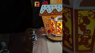 Gingerbread House lantern paper cutting 3D shadow box table lamp Tdesign510 #Christmas #lantern #svg