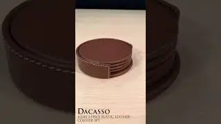 Rustic Brown Leather Coaster Set, Round (A3245)