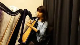 Ada playing 15 Strings of Mikel Harp
