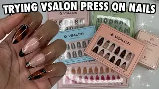 Trying VSALON Press On Nails For the First Time | The best press on nails ?! UV Gel Cure Press Ons