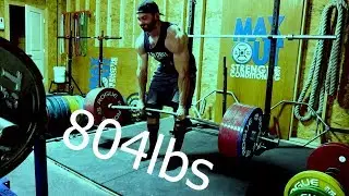 804lbs/365kg x 2, Conventional deadlift PR @ 214BW- Cailer Woolam