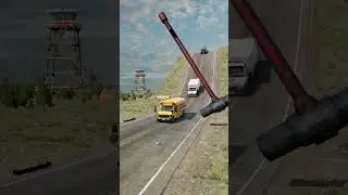 Cars & School Buses vs Giant Hammer #7 - BeamNG.Drive