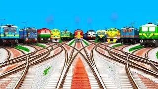 More Trains Crossing ON Curved Diamond Railroad Tracks ll Indian railway Crossing over tracks 