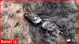 Seeing the drone approaching, Russians abandoned tanks and fled - tanks came under fire
