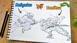 How to Draw Zenitsu vs Kaigaku (Full Body) | Step-by-Step Drawing Zenitsu vs Kaigaku | Anime Drawing