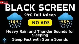 🔴 Rain & Thunder Sounds for Sleeping 24/7 | Black Screen, Thunderstorm, White Noise, Stress Relief