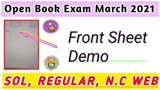 DU Open Book Exam March 2021 Front Sheet Demo । SOL Regular nc web ।
