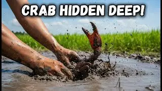 Survival Catching Big Crabs in hole at the Rice Field!
