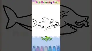 Grandpa Shark Drawing and Coloring Animations for Kids Toddlers Preschoolers #pinkbutterflyart