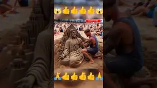 Mind-Blowing Sand Sculpture of Jesus on a Crowded Beach | Unseen Talent! 😲🏖️ #Shorts