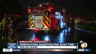 Docked boat catches fire at Shelter Island