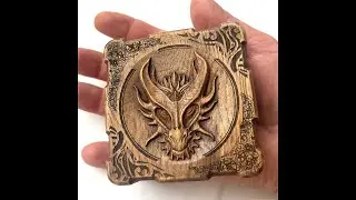 Dragon Box DnD - 3D барельеф из твердой древесины Дуб