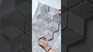 Carrara White Marble 3D Cube Hexagon Mosaic Tile. #marblemosaic #mosaictile#stonemosaics