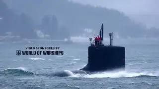 USS New Mexico heading down the river Clyde