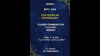 IGNOU MPC 006: Statistics in Psychology