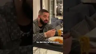 why is Drake eating Pasta out of a Spotify plague?!