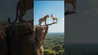life of mountain goat 🐐 vs leopard 🐆 #leopard #animals #wildlife #viralvideo #goldenleopard