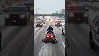 Lawn Mower Pursuit in a Snowstorm! 🚜🚔❄️